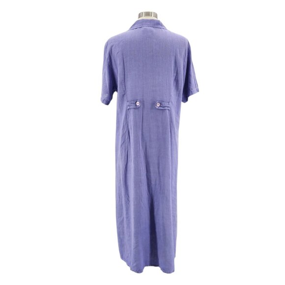 Vintage Coldwater Creek Womens Petites PL Dress Linen Maxi Purple Button - Picture 4 of 8